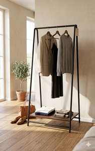 Perchero Metálico Minimalista con Estante de Madera, Diseño Rectangular para Almacenamiento en el Dormitorio, Lumetal Vietnam - Product Image 3