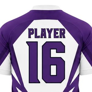 Maillot de football violet et blanc personnalisé, tenue d'équipe de football respirante avec impression nom et numéro, fabrication OEM - Product Image 4
