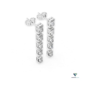 Pendientes colgantes lineales de diamante cultivado en laboratorio con corte esmeralda de 2.75 CT en oro macizo de 18K, pendientes colgantes articulados graduados para mujer - Product Image 5