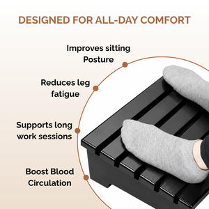 Black Wooden Under Desk Footrest Ergonomic <b>Foot</b> <b>Rest</b> <b>Stool</b> Office Chair Computer Desk Home Office Leg Support Platform - Product Image 3