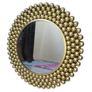 Espejo decorativo moderno de lujo, espejos de decoración redondos, muebles para sala de estar, espejo de arte de pared colgante de Metal dorado con marco moderno - Product Image 1