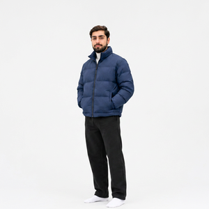 Chaqueta Acolchada con Capucha para Hombre, Color Sólido, Resistente al Viento, Poliéster/Algodón, Cierre de Cremallera, Largo Regular, Relleno de Poliéster - Product Image 2