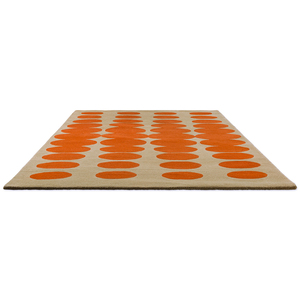 Alfombra Geométrica Ovalada Moderna Retro, Naranja Beige, Patrón Abstracto, Alfombra de Área Hecha a Mano, Alfombra de Diseño Contemporáneo de Mediados de Siglo - Product Image 4