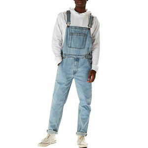 Salopette en jean 100 % coton pour homme, coupe ajustée, poches avant, bretelles réglables, respirante, boutonnée, pour le travail, été et printemps - Product Image 4