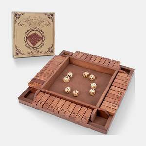 Jeu de société classique en bois avec blocs numériques et dés, jeu de stratégie familial de table avec 4 dés, jeu de dés à numéros à éliminer - Product Image 6