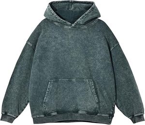 Sweats à capuche rétro délavés à l'acide pour hommes et femmes, broderie personnalisée, 100 % coton molletonné, écologiques, anti-plis, coupe oversize décontractée - Product Image 4