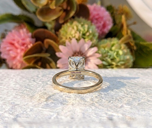 2.50 Ct Radiant Cut Lab Grown <b>Diamond</b> Solitaire Engagement <b>Ring</b> IGI Certified Solid 14K Yellow Gold Lotus Petal Four Anniversary - Product Image 4