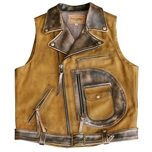 Blouson de moto vintage en toile cirée et cuir véritable, coupe-vent, imperméable, style urbain - Product Image 6