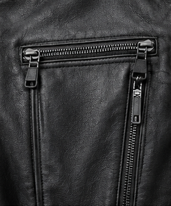 Veste en cuir à capuche pour homme avec fermeture éclair - Product Image 3