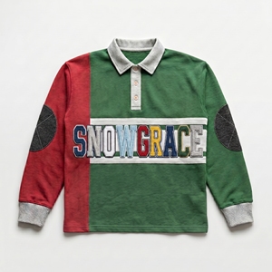 Maillot de baseball rayé à manches longues Snowgrace, col rabattu, coupe classique, unisexe, adultes, toutes saisons, respirant, en polyester - Product Image 1