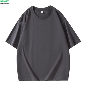 Camiseta de manga corta de corte holgado para hombre, mezcla de algodón, informal, cuello redondo, color liso, estilo urbano, básica - Product Image 1