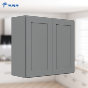 Gabinete de Pared Moderno SSR en Gris, Estilo Shaker, Acabado en Melamina MDF, Gabinete de Cocina de 2 Puertas, Diseño Rectangular - Product Image 1