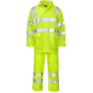 Ensemble de vêtements de pluie universels pour adultes, haute visibilité, en polyester imperméable, vêtements de travail réfléchissants, vêtements de pluie industriels pour l'extérieur - Product Image 1
