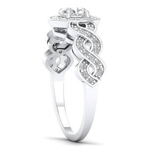 Bague Halo REYES en Moissanite Ronde Brillante de Haute Qualité 0,77 Carat en Argent Sterling 925, Bagues de Fiançailles, Cadeaux d'Anniversaire - Product Image 3