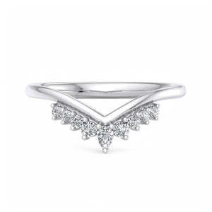 Chevron V Shape Lab Grown Diamond Prong Setting Solitaire Wedding Band Curved Nesting <b>Ring</b> Minimalist <b>Stacking</b> Band 18k <b>Ring</b> - Product Image 3