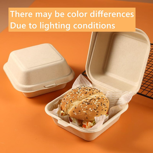 Contenedores de Alimentos Desechables Biodegradables y Ecológicos Tipo Concha de Almeja de 6x6 Pulgadas, Resistentes al Agua, de Bagazo de Alta Resistencia para Bento y Pasteles - Product Image 3