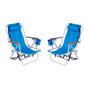 2PFCS sedie a sdraio pieghevoli portatili 4 posizioni telaio in acciaio regolabile 264 libbre di capacità leggero Oxford panno salotto all'aperto - Product Image 1