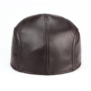 Gorra Plana Unisex Negra de Cuero Vacuno Genuino, Transpirable, Estilo Ivy Newsboy, Diseño Inglés, Uso Casual, Ajustable, para las Cuatro Estaciones - Product Image 2
