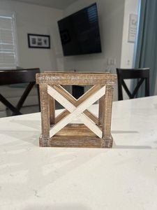 Porte-serviettes rustique vintage pour table, porte-serviettes de cuisine en bois vieilli blanc/marron - Product Image 2