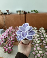 Plante en pot avec feuilles au crochet, Monstera, Caladium, Coleus Arrowhead, Ornement de pot de fleurs au crochet pour la décoration de bureau, de maison ou de bureau, cadeau