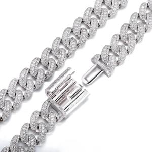 Collier chaîne à maillons personnalisé plaqué or et or blanc, serti de pierres rondes brillantes au laser, bijoux unisexes haut de gamme, couleur D - Product Image 2