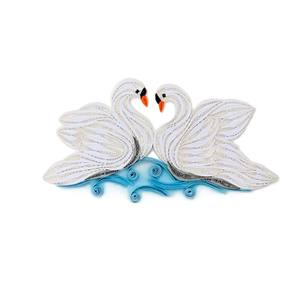 Carte de vœux élégante en quilling avec motif cygne amoureux, faite à la main, avec enveloppe, pour mariage et anniversaire - Product Image 1