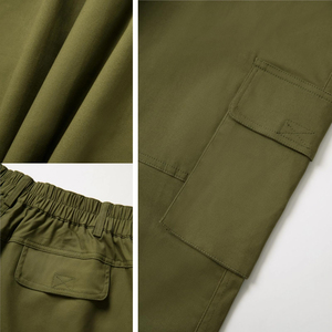 <b>Men's</b> Olive Green Cargo Jogger Pants Elastic <b>Cuffed</b> Hem Casual Lightweight <b>Trousers</b> With Side Pockets - Product Image 5