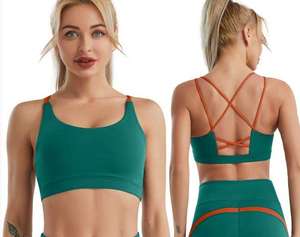 Ensemble soutien-gorge de sport doux pour femme à prix raisonnable, idéal pour le yoga et le fitness, ajustable, maintien élevé, séchage rapide, couleur unie - Product Image 5