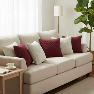 SOGA 45cm Deep <b>Red</b> and Classic Cream Cable Knit Pillowcase Set 6PC-Decorative <b>Cushion</b> <b>Covers</b> and Pillow Cases - Product Image 2