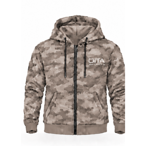 Ensemble de survêtement camouflage gris unisexe, veste à capuche et pantalon de jogging, vêtements de sport camouflage personnalisés, tenue de sport décontractée - Product Image 1