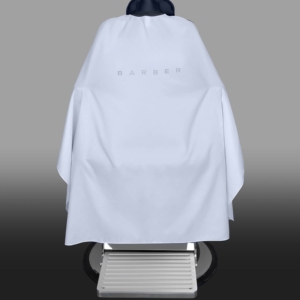 Vente en gros de cape de barbier minimaliste blanche en polyester imperméable avec fermeture à pression métallique, service OEM - Product Image 2