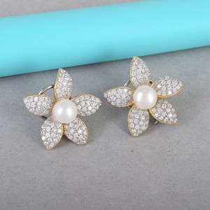 Cubic Zirconia Gemstone Floral Gemstone <b>Earrings</b> S925 Sterling Silver Pearl Gemstone Studs New Arrivals Hot Selling <b>Fine</b> Jewelry - Product Image 3
