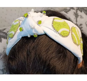 Spring Creative Fashion <b>Beaded</b> Embroidered Football Hairband High Quality Handmade Wide Adjustable <b>Headband</b> for Women - Product Image 6