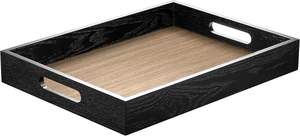 Bandeja de Madera para Servir con Asas, Bandeja Decorativa Rectangular de Madera para el Hogar, para Desayuno, Cena, Bebidas, Cocina - Product Image 3