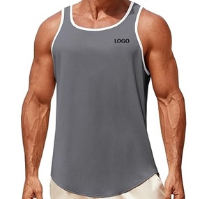 Men Ribbed Tank Top O Neck Sleeveless Cotton Polyester Casual Fitness <b>Vest</b> Custom Logo - Product Image 6