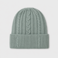 Bonnet d'hiver unisexe en tricot torsadé avec logo en cuir personnalisé, bonnet côtelé à revers, vente en gros, pour adultes, ski et activités de plein air