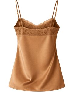 Ensemble de pyjama en satin marron avec dentelle pour femme, ensemble de pyjama sexy, vêtements de nuit doux en soie, tenue de détente en deux pièces pour l'été - Product Image 4