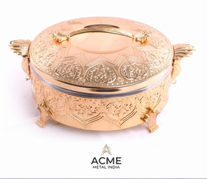 Round Brass Dinner Table Serving <b>Pot</b> with Lid Glossy Gold Engraved Finished Ideal for Food Warmer and Hot <b>Pot</b> Serving Top Prices - Product Image 1