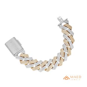 Pulsera de eslabones cubanos anchos y planos de oro con moissanita, joyería de moda para uso diario, estilo Miami Chicago, regalo para compradores - Product Image 1