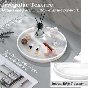 Plateau rond en résine, organisateur de rangement décoratif pour salle de bain, toilettes, chambre, comptoir de cuisine, plateau de commode - Product Image 2