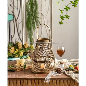 Classical Light Retro Wind Lamp iron Candle Holder Decorative <b>Rattan</b> Frame <b>Lanterns</b> for Home - Product Image 3