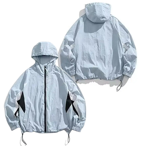 Vestes coupe-vent d'hiver fines à capuche personnalisées, faible MOQ, patchwork, marque privée, vêtements de sport, mode urbaine - Product Image 3