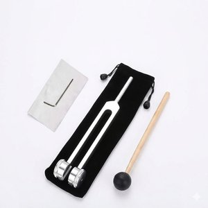 Diapason de guérison 128 Hz avec marteau en silicone, instrument de thérapie sonore - Product Image 1
