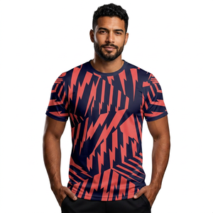 Camiseta Deportiva Unisex con Estampado Geométrico Sublimado, Manga Corta, Secado Rápido, Transpirable, Cuello Redondo, Poliéster - Product Image 3