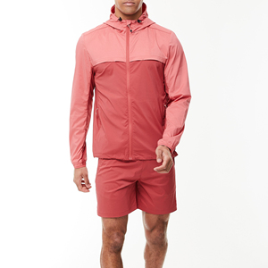 Ensemble de survêtement pour homme à capuche avec blocs de couleur, fermeture éclair, manches longues, imperméable, style streetwear, coupe régulière, en polyester, pour l'automne - Product Image 2