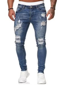 Wholesale Men Baggy Jeans Blue Black Mid Waist <b>Loose</b> Fit Wide Leg Straight Leg Denim Pants Casual Streetwear Vintage Jeans - Product Image 2