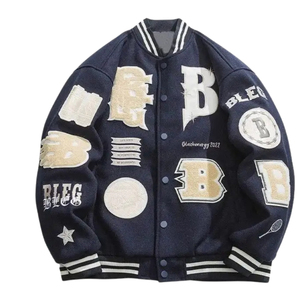 เสื้อแจ็คเก็ตคอตั้งกันลมกันความร้อน ทำจากผ้าขนสัตว์ หนัง และผ้าฝ้าย แบบ Letterman ของ Custom Versity - Product Image 6