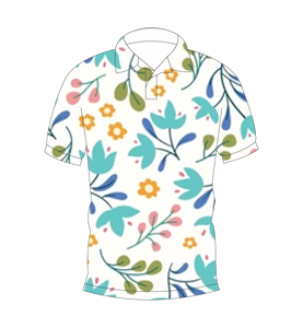 Camisa polo con estampado de hojas florales multicolor blanca para hombre, camiseta informal de manga corta a la moda de verano - Product Image 1