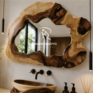 Un espejo hecho de madera de suar combinado con un lavabo embellece el rincón de tu hogar. - Product Image 4