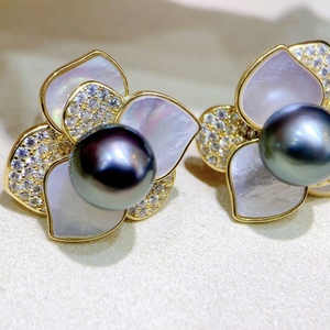 Pendientes de Perlas Naturales de Agua Dulce de 13-14 mm, Venta Directa de Fábrica, Superficie Ligeramente Imperfecta, Plata Gruesa y Limpia - Product Image 3